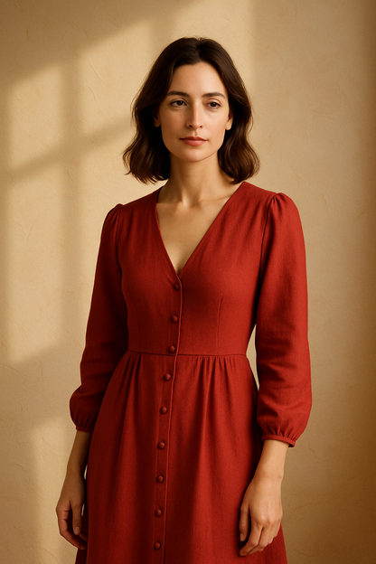 Robe Flare Blanche en Viscose - Sublevel — red (vue 3)