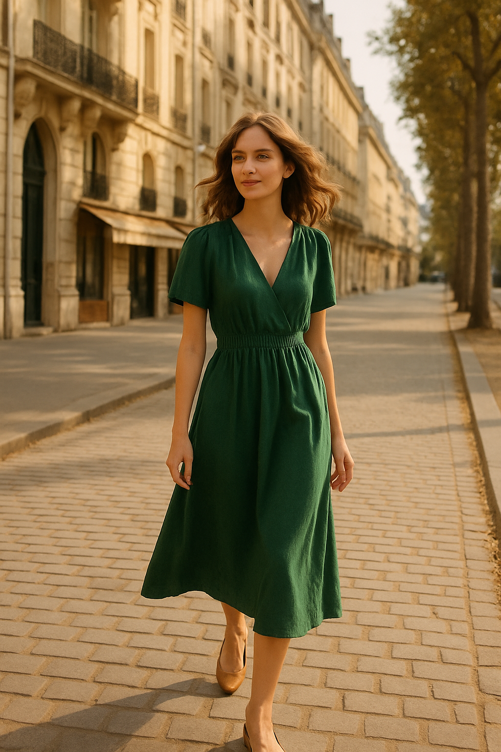 Robe Flare Blanche en Viscose - Sublevel — green (vue 2)