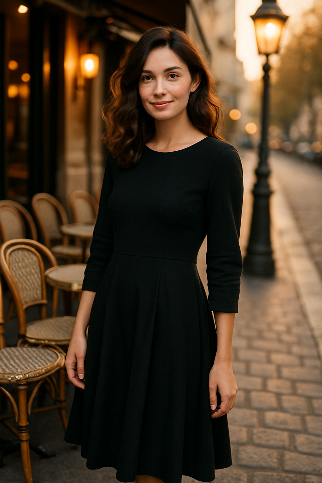 Robe Élégante Marron avec Ceinture - Numoco — black (vue 1)