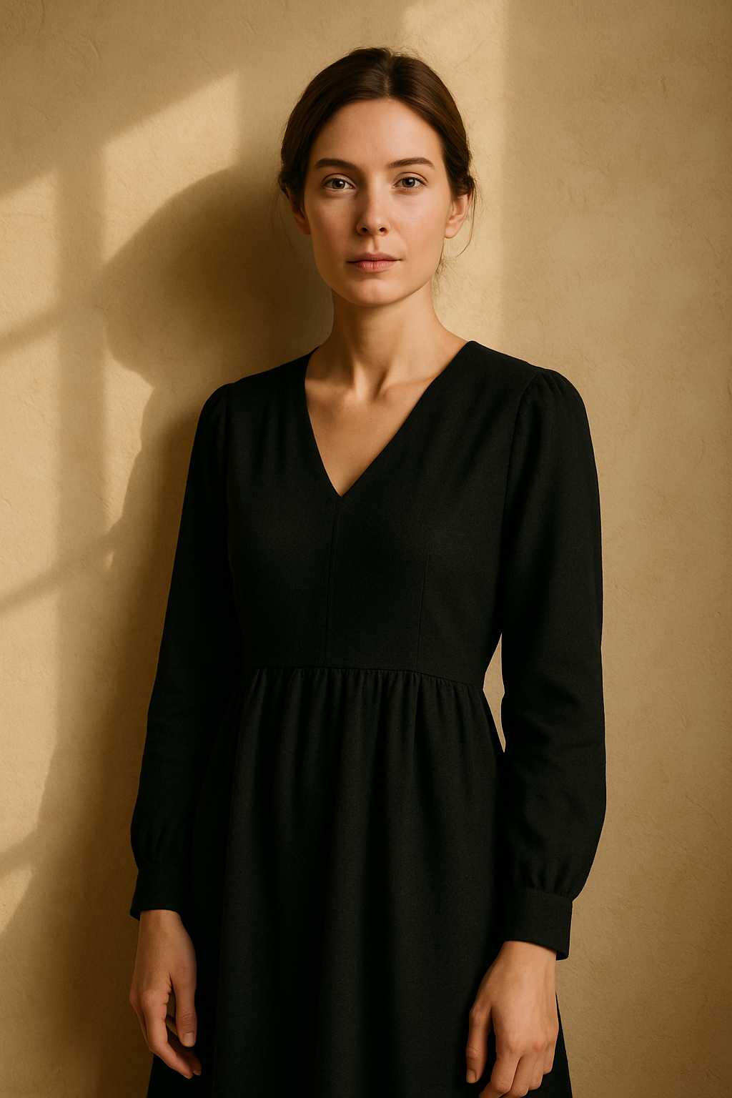 Robe Élégante Marron avec Ceinture - Numoco — black (vue 3)