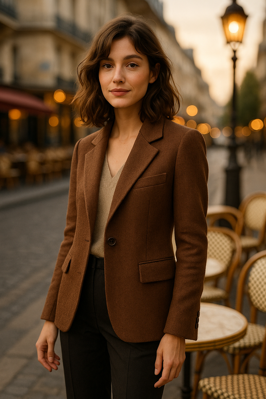 Gilet long beige élégant Rue Paris — brown (vue 1)