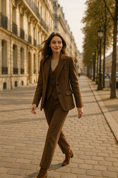Gilet long beige élégant Rue Paris — brown (vue 2)
