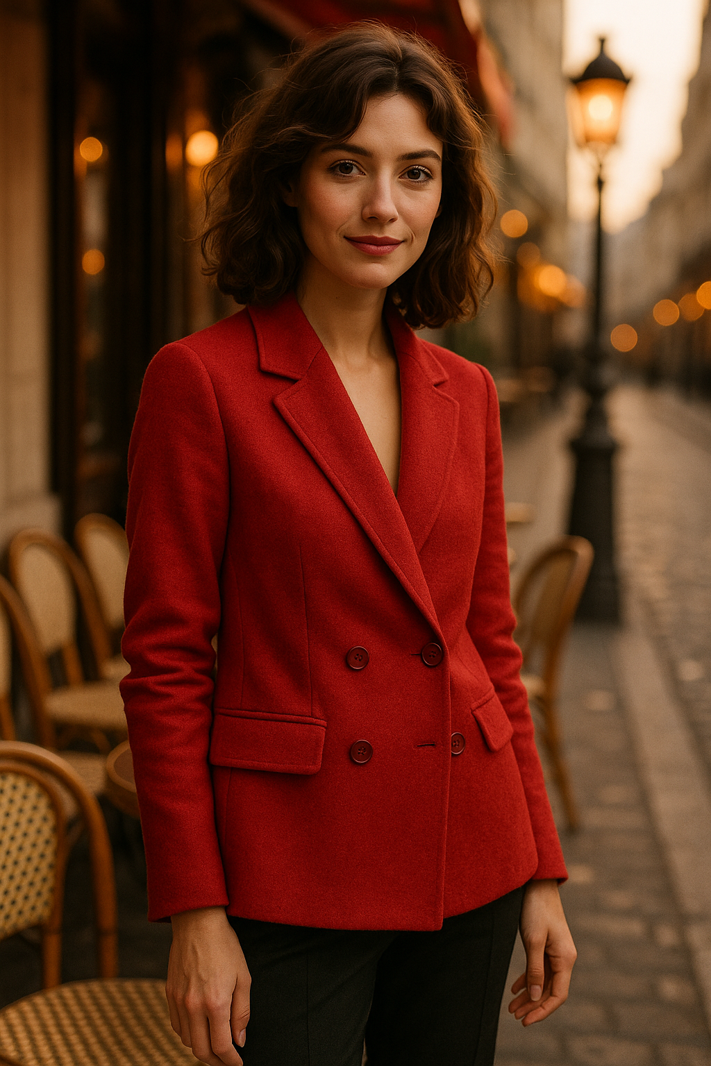 Gilet long beige élégant Rue Paris — red (vue 1)