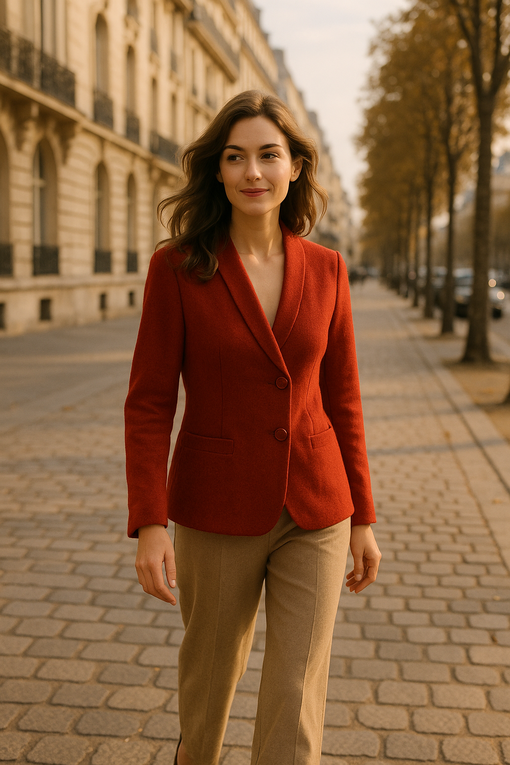 Gilet long beige élégant Rue Paris — red (vue 2)