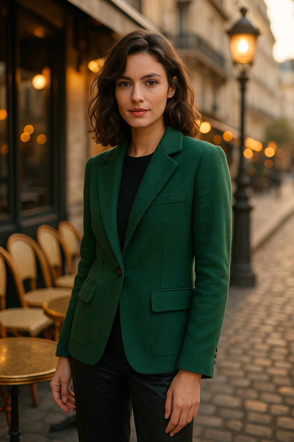 Gilet long beige élégant Rue Paris — green (vue 1)
