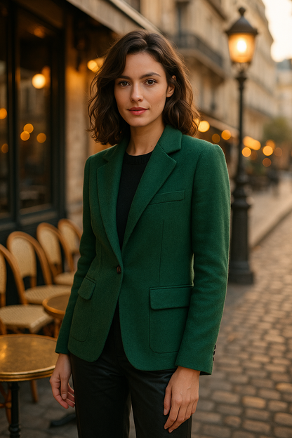 Gilet long beige élégant Rue Paris — green (vue 1)
