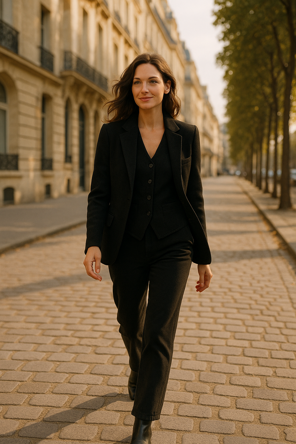 Gilet long beige élégant Rue Paris — black (vue 2)