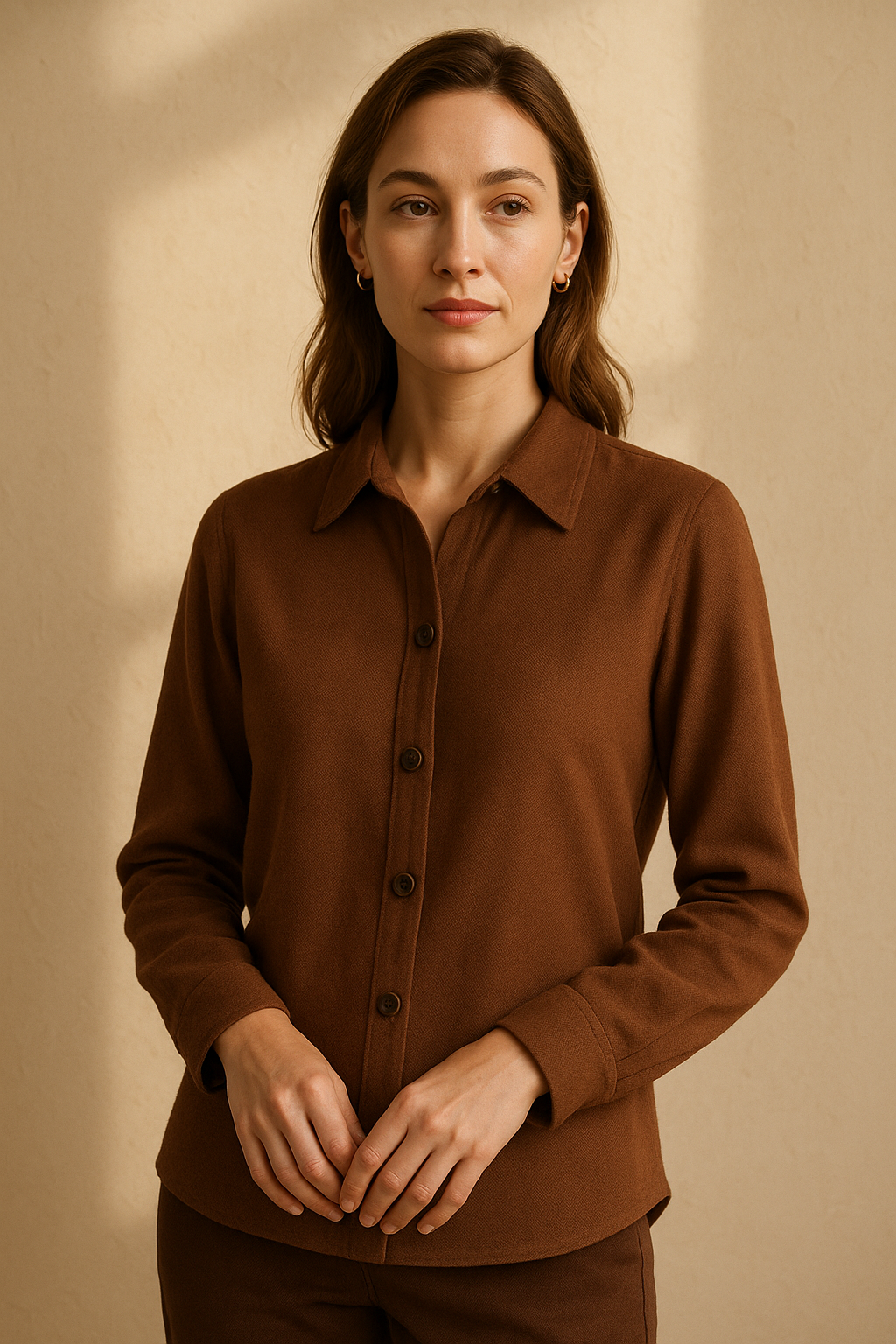 Blouse élégante beige à nouer - Numoco — brown (vue 3)