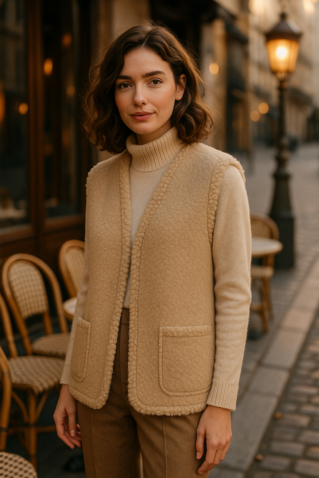 Gilet long beige élégant Rue Paris — beige (vue 1)