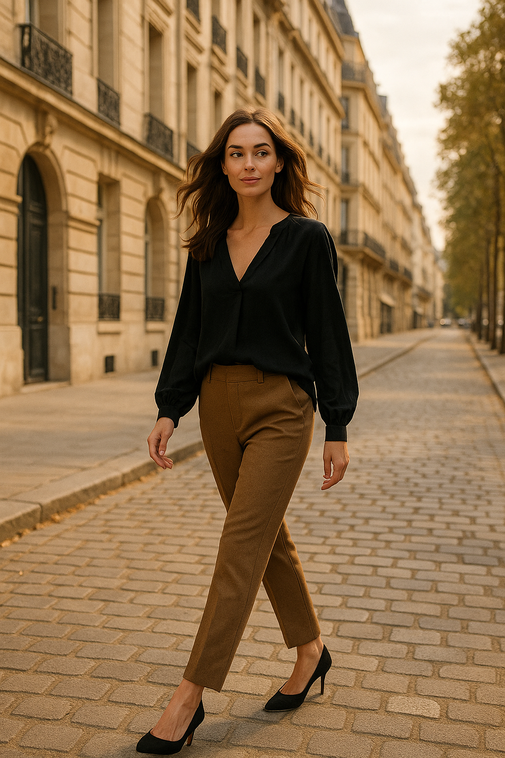 Blouse ajustée beige élégante Sublevel — black (vue 2)