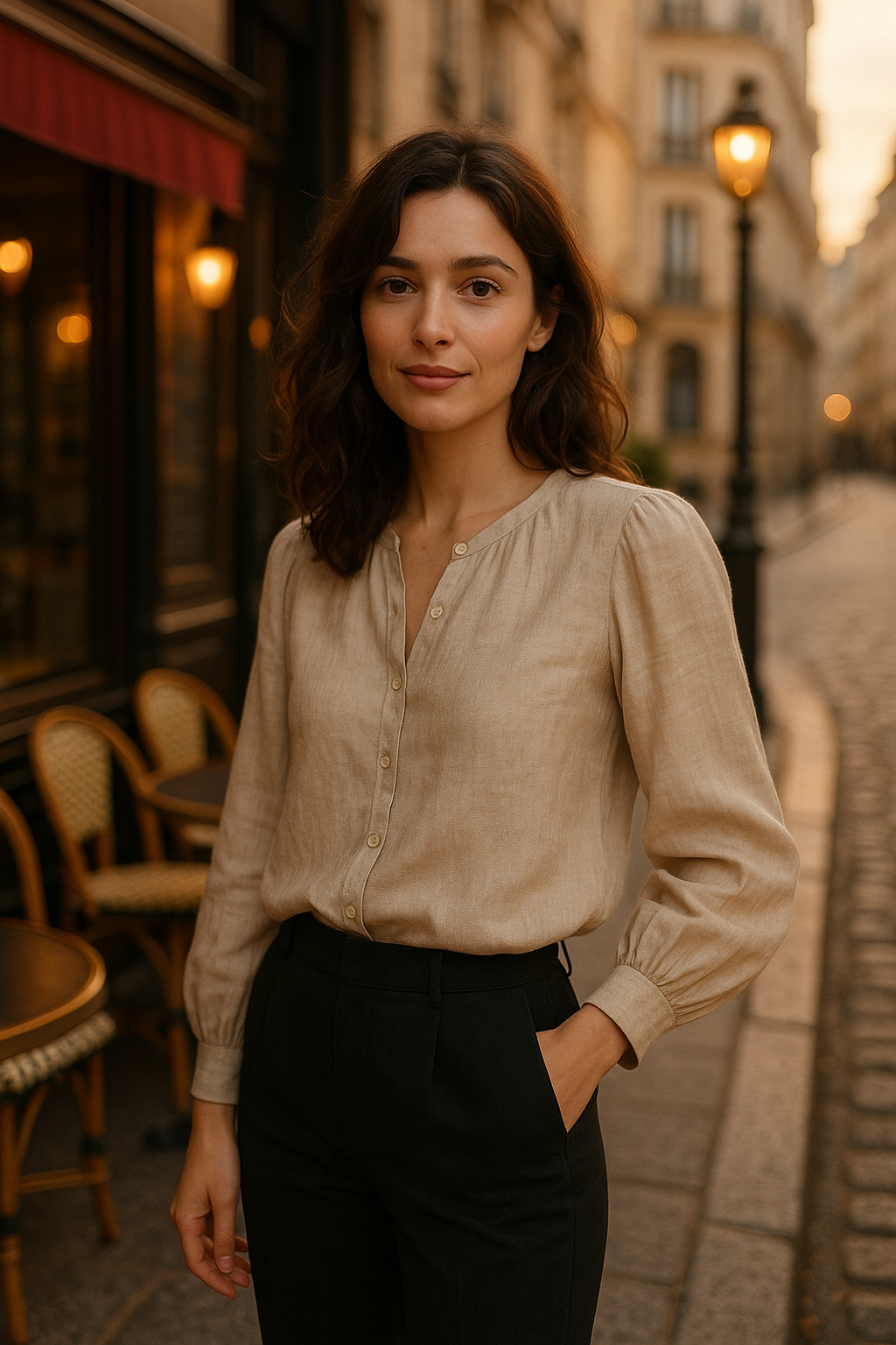 Blouse ajustée beige élégante Sublevel — beige (vue 1)