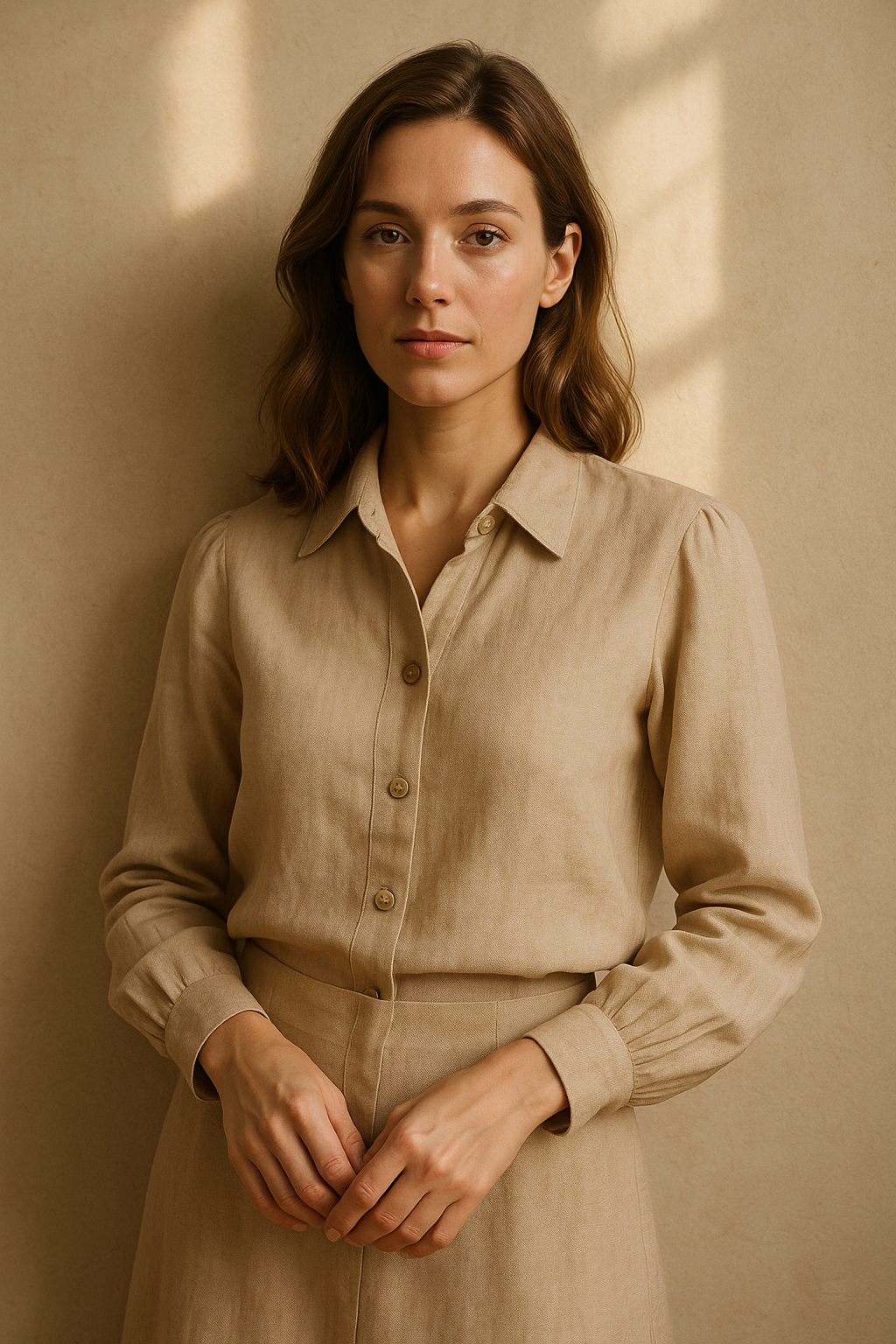 Blouse ajustée beige élégante Sublevel — beige (vue 3)