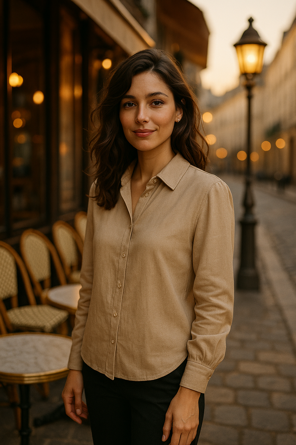 Blouse ajustée beige élégante Sublevel — beige (vue 1)