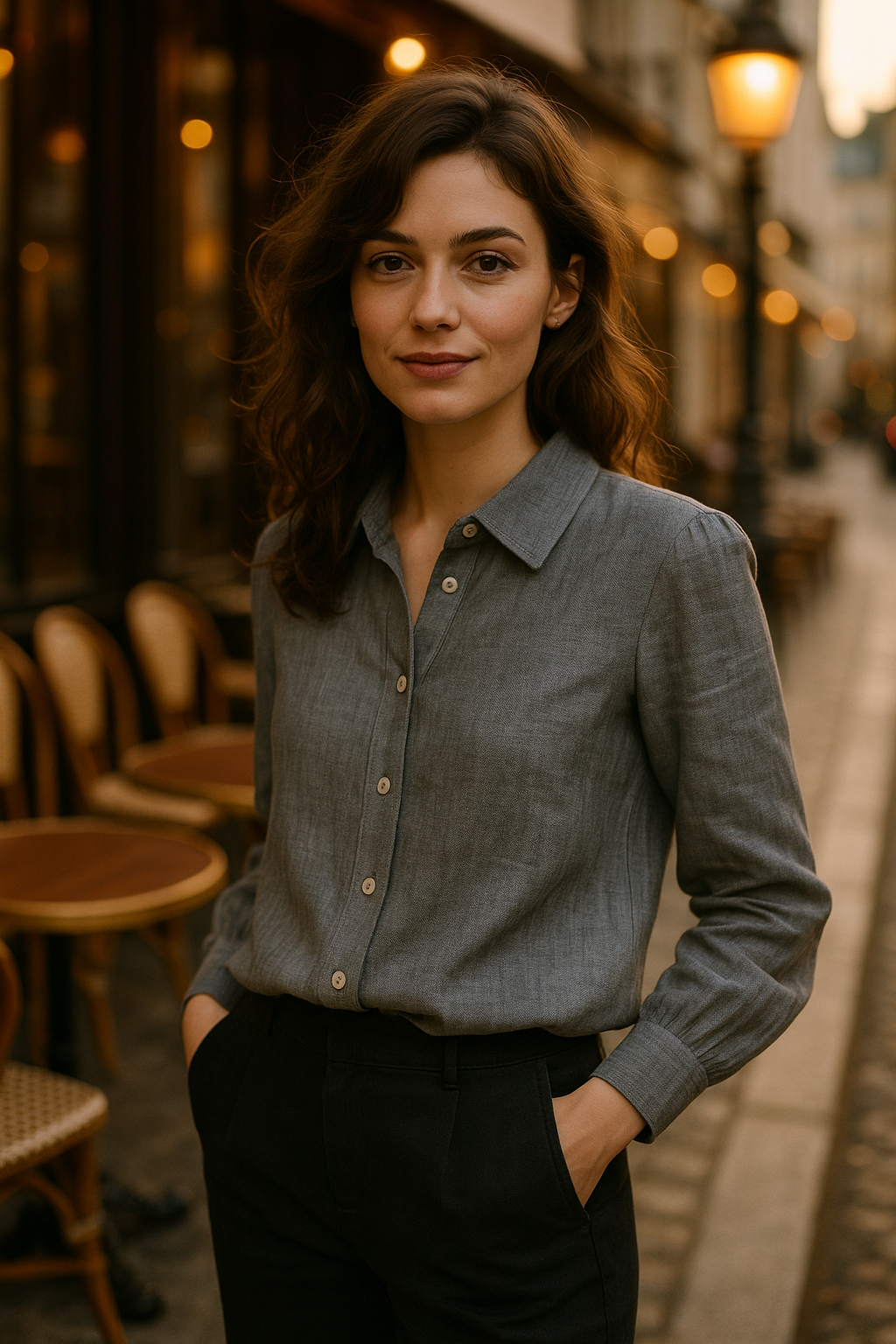 Blouse ajustée beige élégante Sublevel — grey (vue 1)