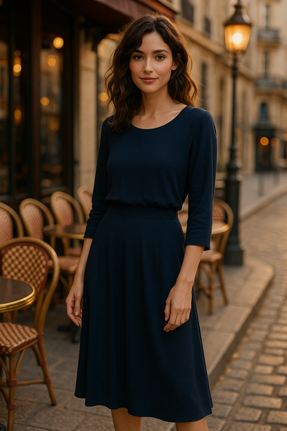 Jupe Midi Élégante en Brun - Rue Paris — navy blue (vue 1)