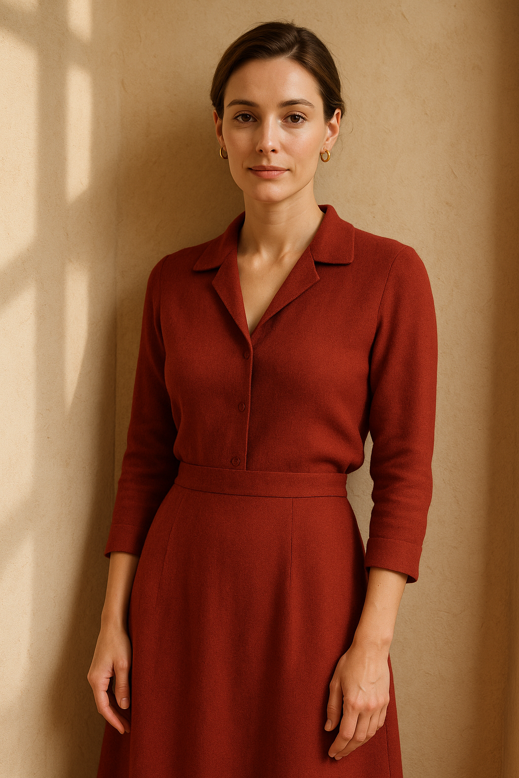 Jupe Midi Élégante en Brun - Rue Paris — red (vue 3)