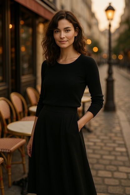 Jupe Midi Élégante en Brun - Rue Paris — black (vue 1)