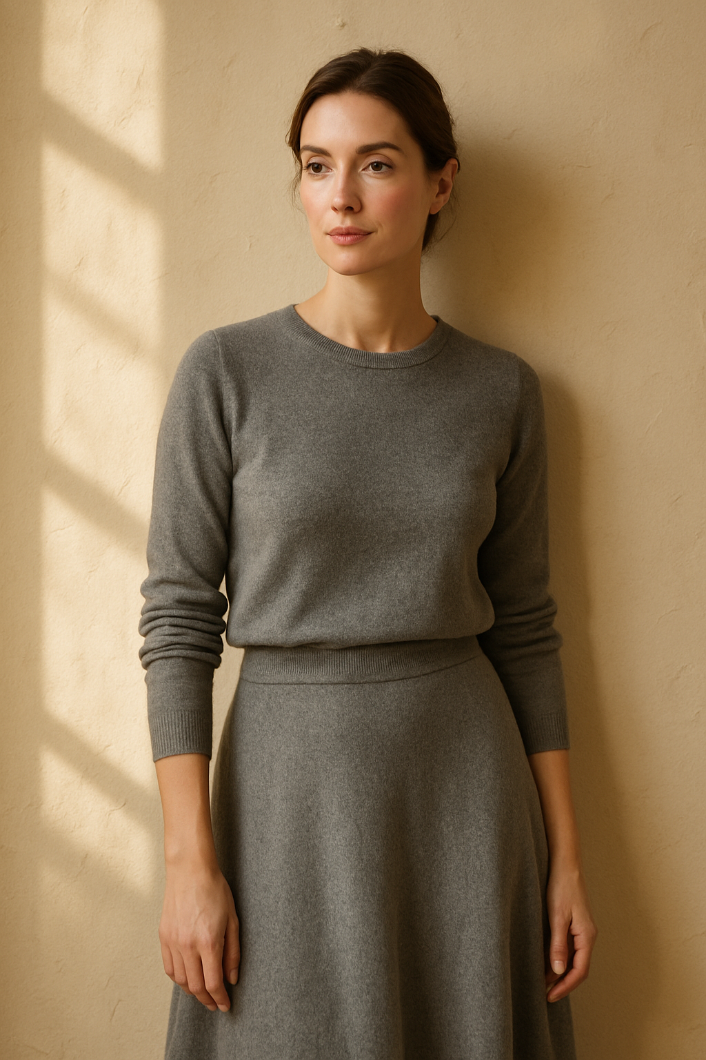 Jupe Midi Élégante en Brun - Rue Paris — grey (vue 3)