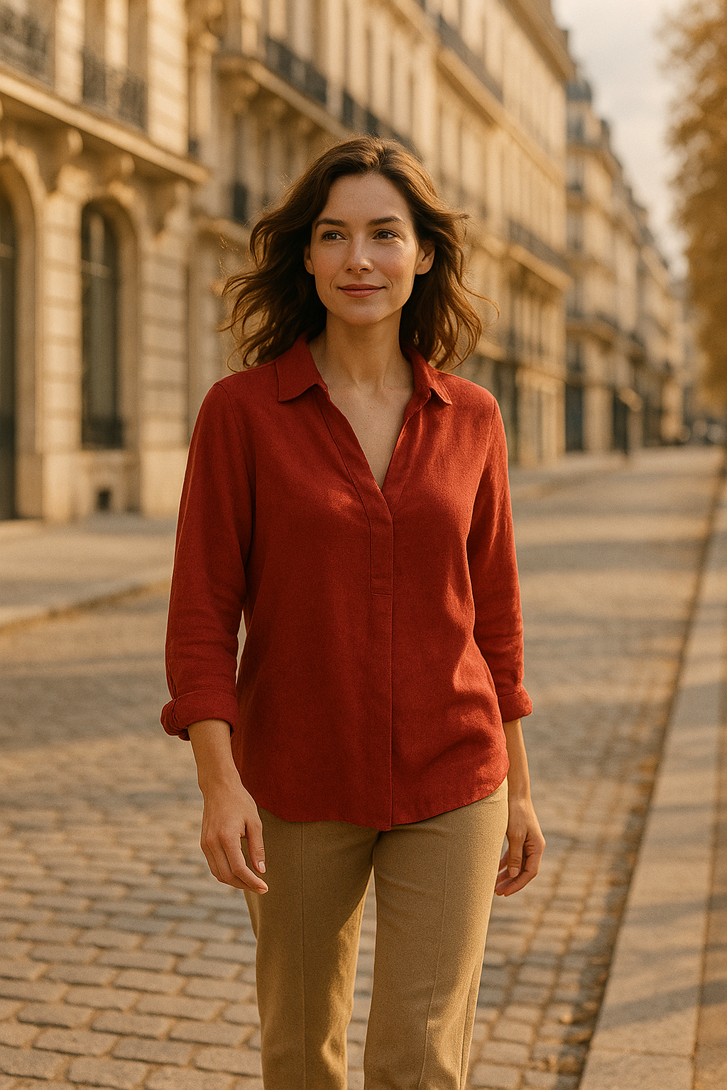 Blouse élégante beige à nouer - Numoco — red (vue 2)