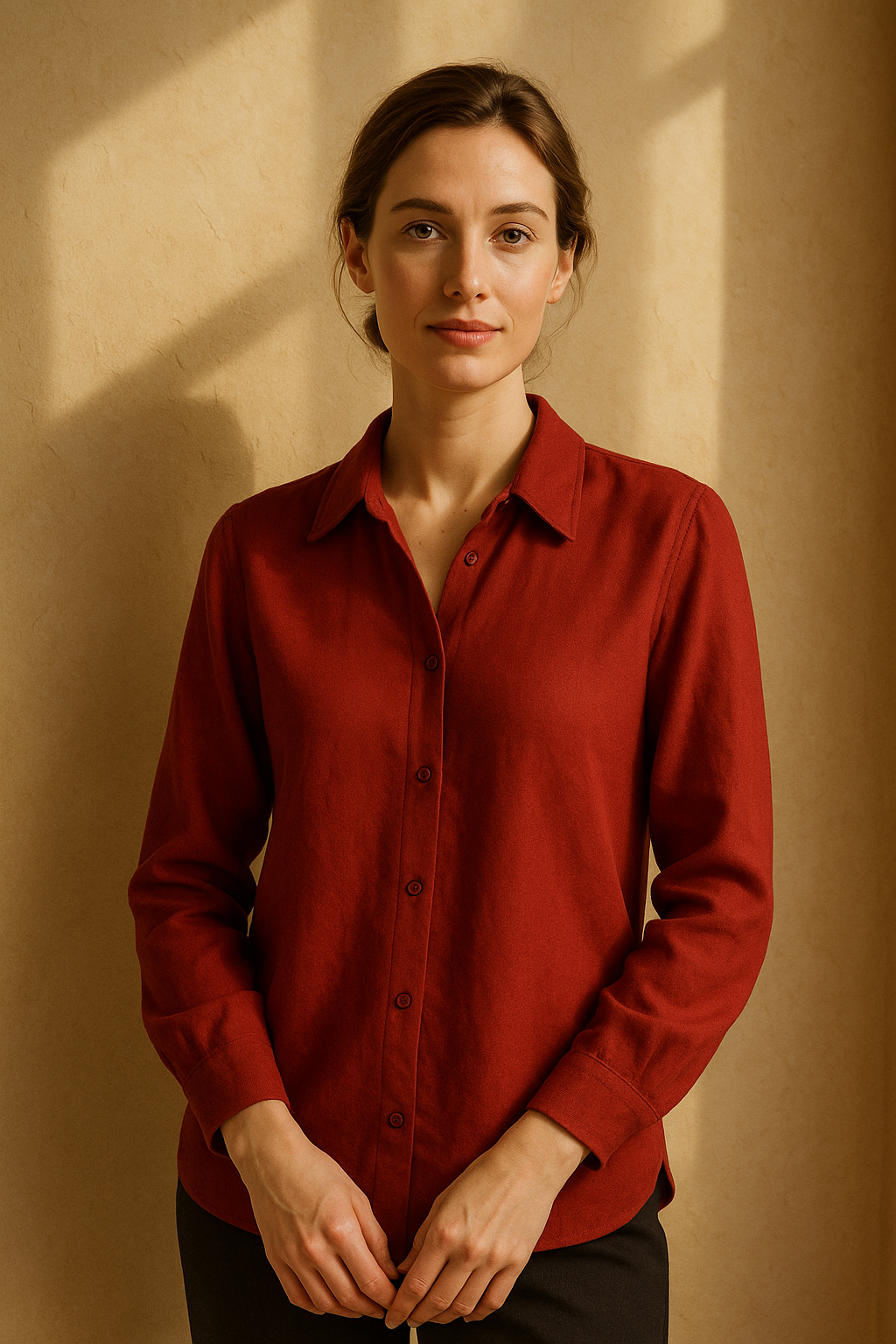 Blouse élégante beige à nouer - Numoco — red (vue 3)